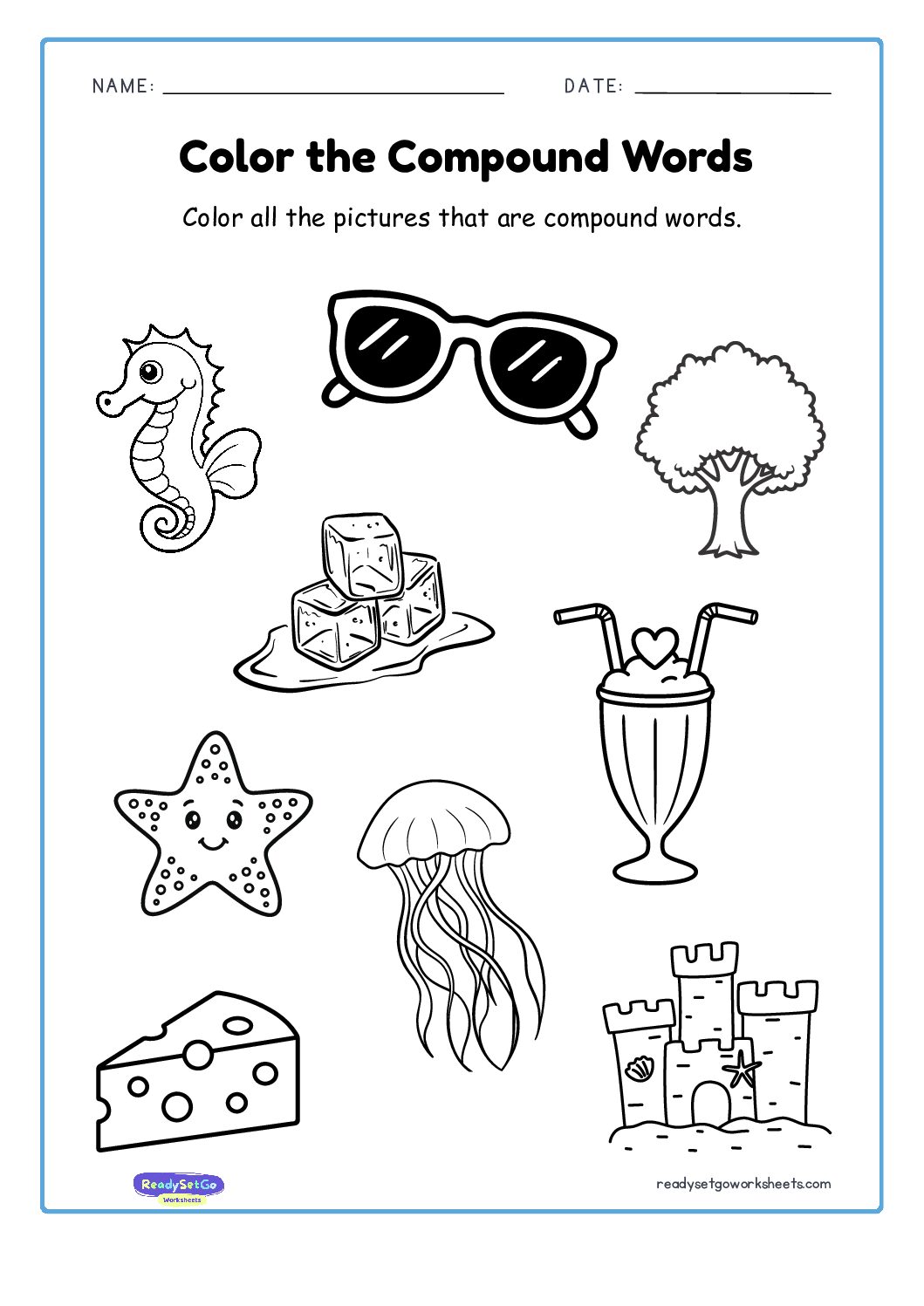 Compound Words Coloring Activity